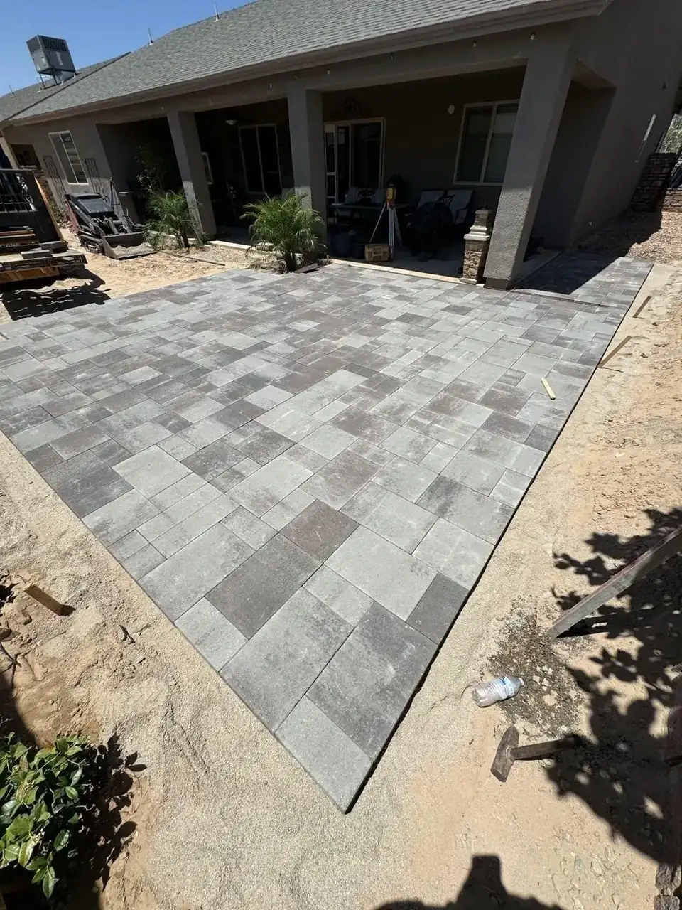 Paver patio with seating wall in Chandler, AZ